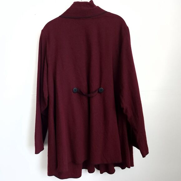 Beppa Women’s Large Burgundy Shawl Wool Cardigan Boho Minimalist Cozy Lagenlook - Picture 2 of 7